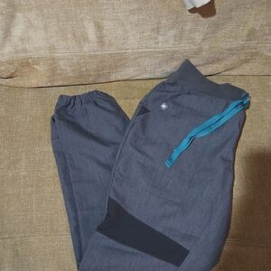 Figs Women's Charcoal Jogger Pants with Teal Drawstring